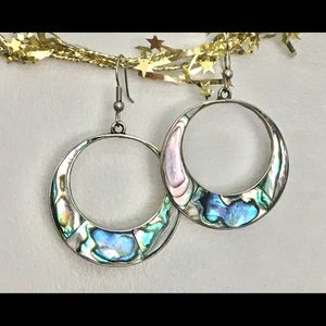 Silver abalone earings
